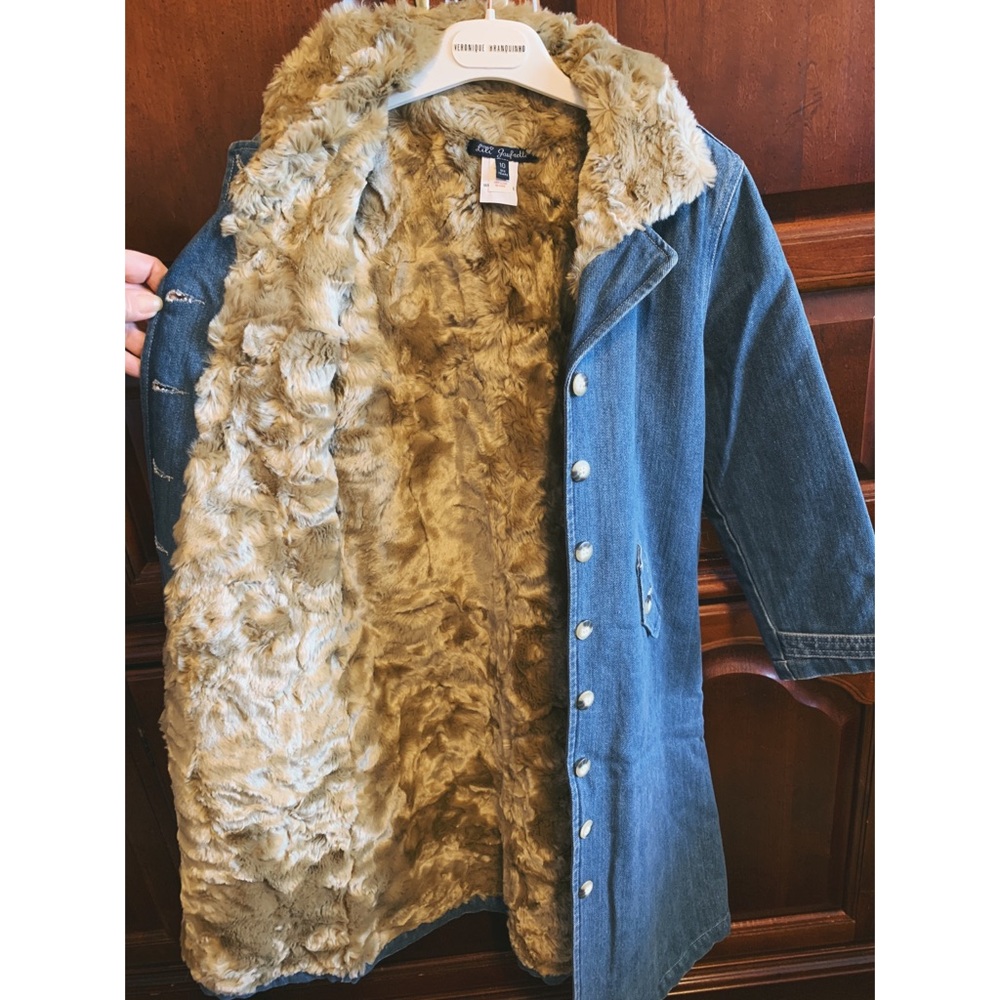 Girls Denim/Fur Coat, Size 10, Lili Gaufrette